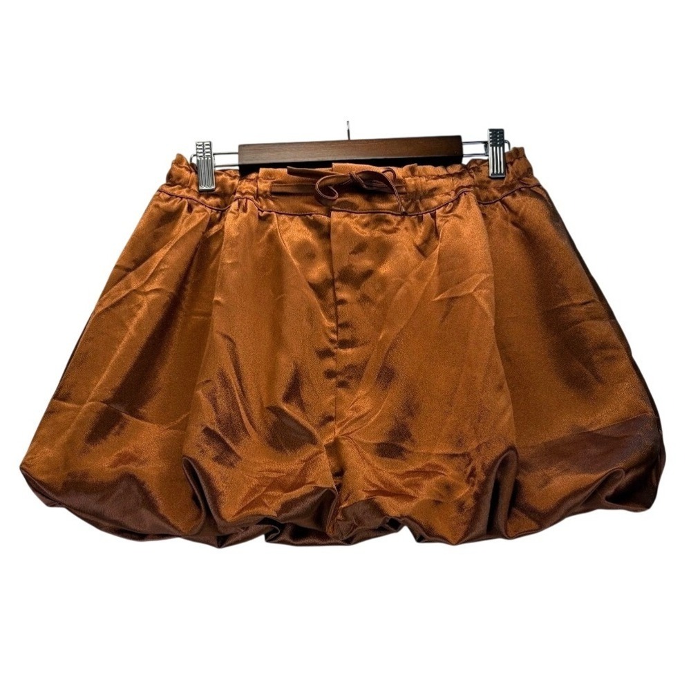 NWT Copper Satin Bubble Mini Skirt Glam Los Angeles Night out Shiny Skirt Party